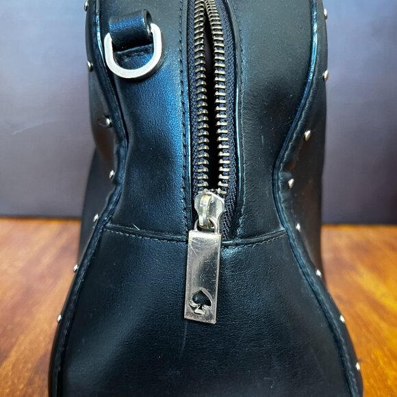 Black Leather Kate Spade Helena Studded Satchel - Missing crossbody strap. - Picture 3 of 16